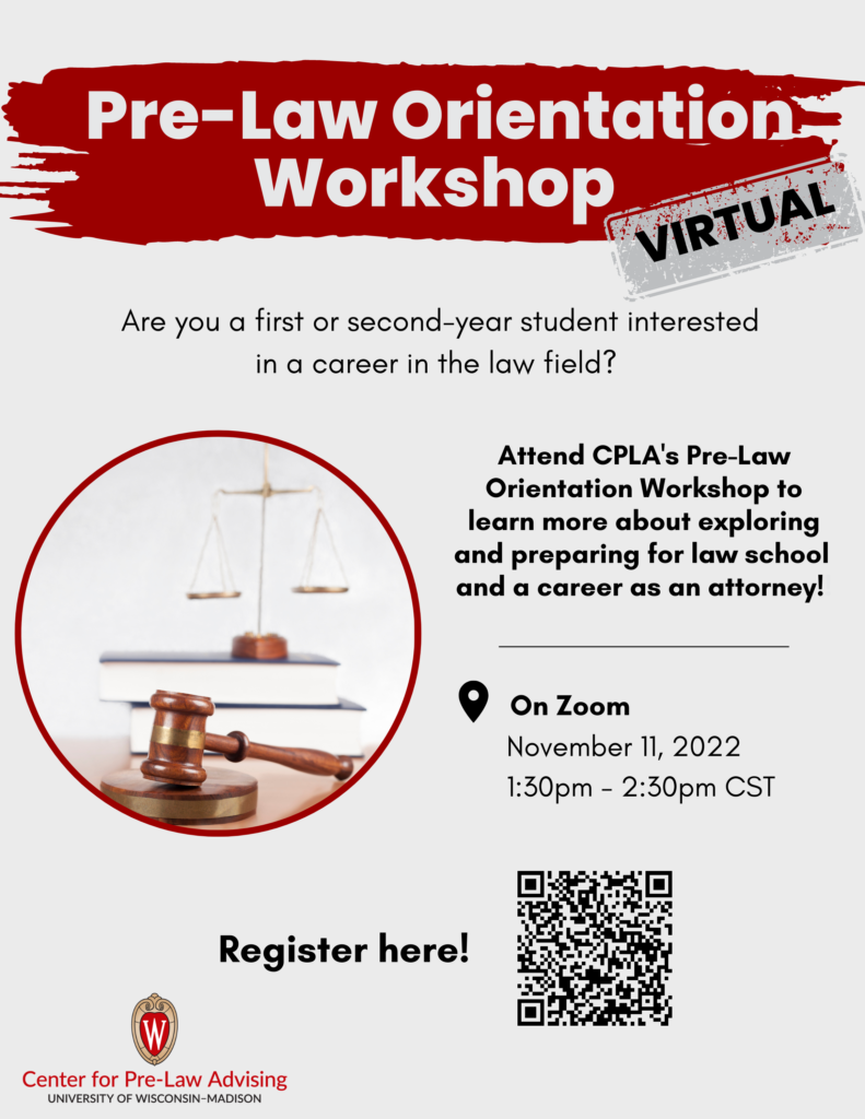 Pre Law Orientation Workshop Online Nov 11 1:30pm