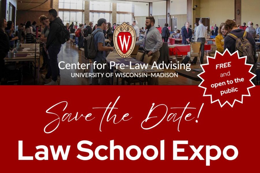 Save the date sign for Law School Expo